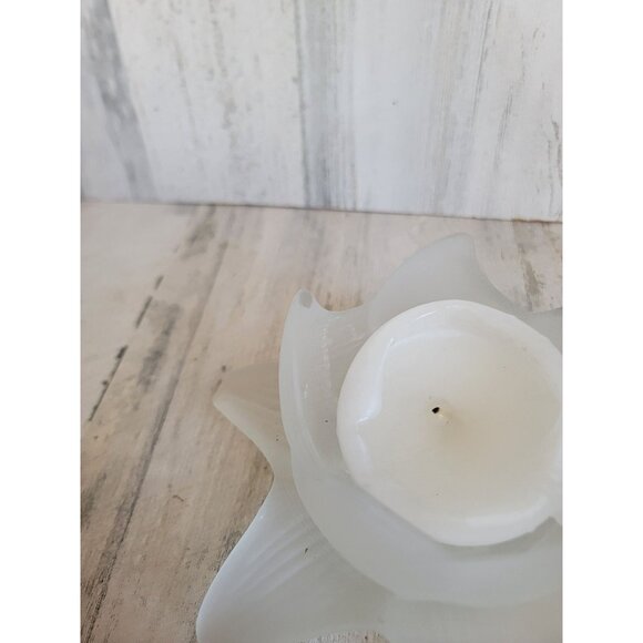Vintage‎ frosted glass flower candle holder Unique home decor - Picture 3 of 9